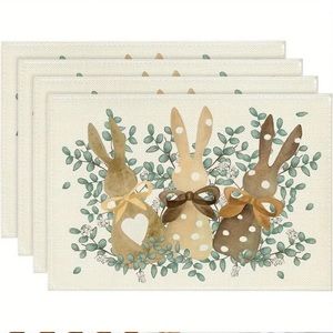 Set of 4 Bunny Eucalyptus Placemats, 12x18